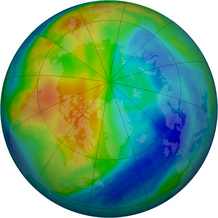 Arctic ozone map for 30 November 1999